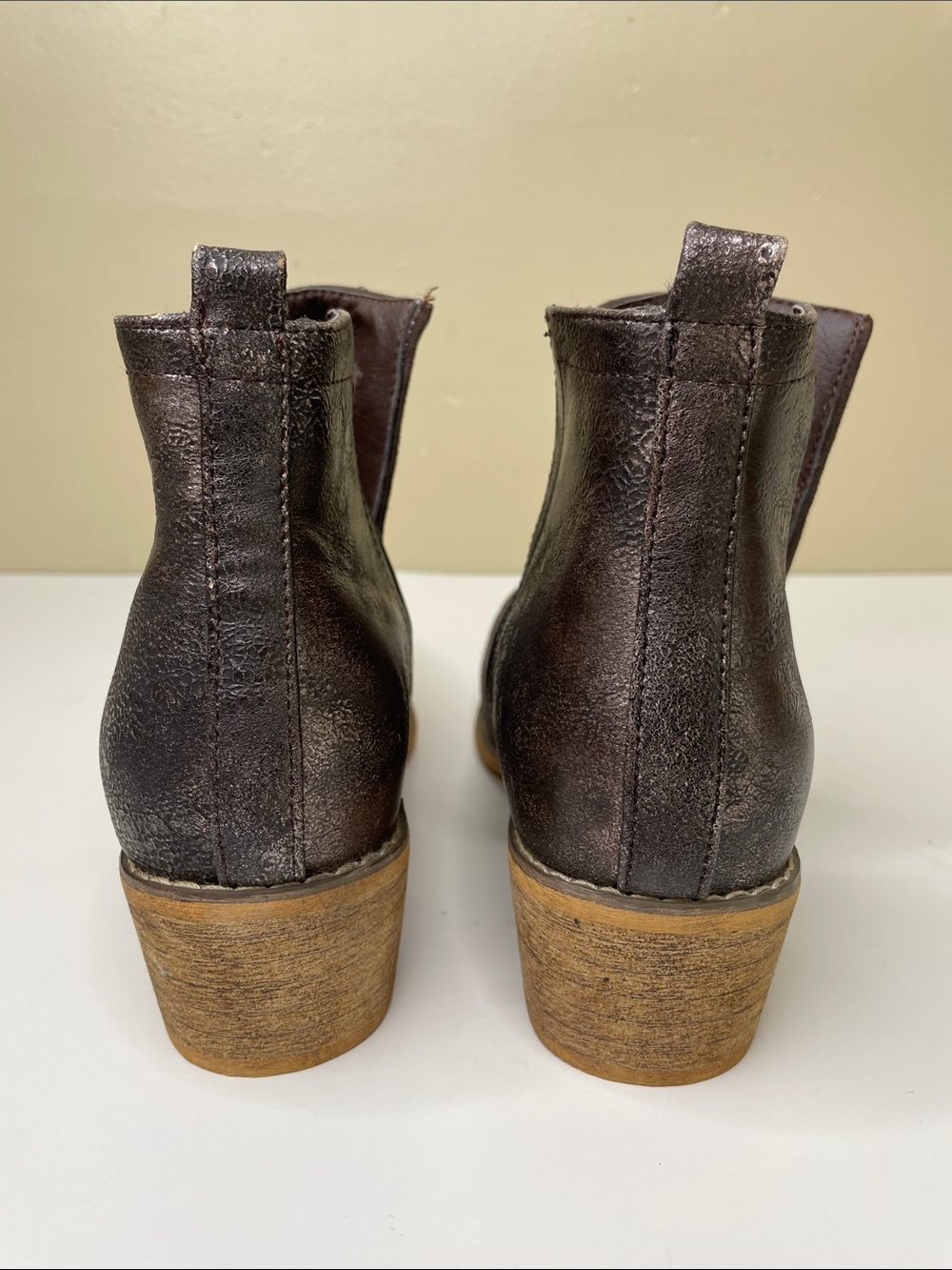 BOUTIQUE by Corkys Brown Faux Suede SHEILD Rustic Glam Block Heel Bootie 8 - Picture 3 of 13